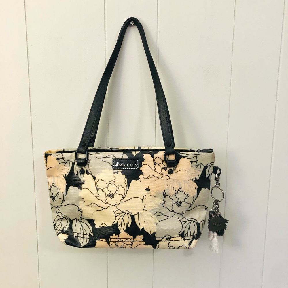 Sakroots Purse Pocketbook HandBag Floral Mod Bird Tassles Waxed Canvas